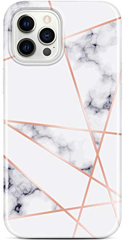 JAHOLAN Handyhülle iPhone 12 Pro Max Hülle TPU Silikon Weiche Schlank Schutzhülle Handytasche Gummi Dünn Flexibel Case Handy Hülle für iPhone 12 Pro Max 2020 6.7 - Marmor White Gold