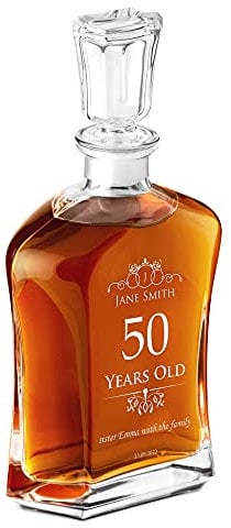 Maverton Whisky Carafe with Engraving - 700ml Classical Spirits Decanter - airtight Seal - Elegant Design- Gift for Women- Personalised - Years Old