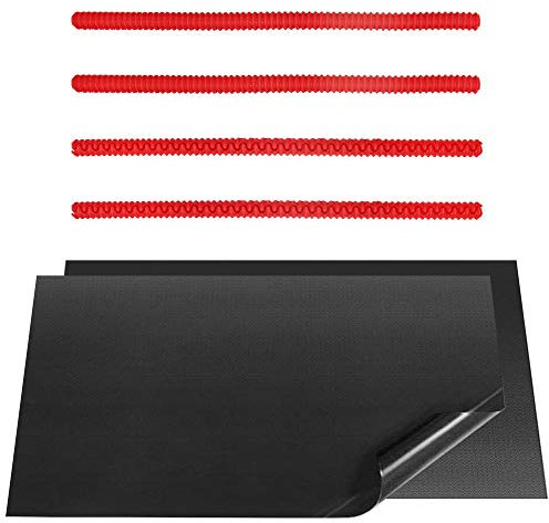 DanziX Large Oven Liners, Baking Mat, 40cmx33cm, BBQ Grill Mats for Bottom of Oven, Grills, & Stove with 4pcs Red Silicone Oven Rack Protectors