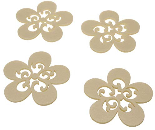 Filz Untersetzer Flower - 12 Stück - Creme - Glasuntersetzer - Filzuntersetzer - Filzblumen - in der Holzbox 10 x 10 x 0,5 cm - 21058-12