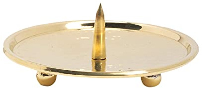 NKlaus Kerzenteller Ø10cm mit Dorn, Rand und Füßen, Messing Gold | Der Kerzenteller eignet sich als Kerzenhalter für eine Stumpenkerze