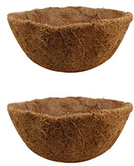 Hapeisy Lot de 2 pots de fleurs épais en noix de coco, pot de fleurs mural en demi-cercle en fibre de coco pour panier à suspendre, pour le jardinage à la maison (diamètre d'ouverture de 45,7 cm)