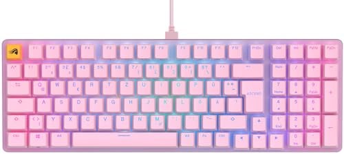 Glorious Gaming GMMK 2 Full Size (96%) – Mechanisches Gaming-Keyboard, Aluminiumrahmen, anpassbar, Doubleshot-Kappen, Fox Schalter, tastenweise RGB, Deutsch QWERTZ Layout - Rosa