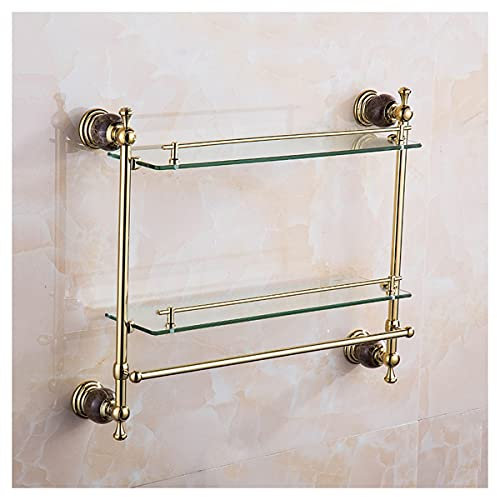 Badezimmer-Hardware-Set Badezimmerzubehör,Handtuchhalter,Papierhalter,Handtuchhalter,Toilettenbürstenhalter,Handtuchhalter Bad-Hardware-Handtuchset (Color : 2 tiers glass shelf)