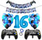 Luftballons Geburtstagsdeko Junge 16 Jahre, Techextra Videospiel Game Party Geburtstag Dekoration Zubehör Set mit Happy Birthday Banner für 16. Jahr Jungen Ballon Geburstag Deko (16 Jahr)