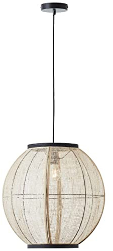BRILLIANT Lampe, Tanah Pendelleuchte 47cm schwarz/natur, 1x A60, E27, 42W, Kabel kürzbar/in der Höhe einstellbar