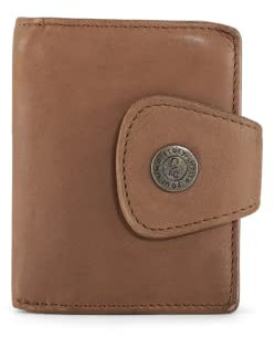 Cas8 Geldbörse Damen Maja, Portemonnaie aus authentischem Leder, RFID-Schutz, Portmonee klein, kompakt, Geldbeutel mit Karten Fächer (Cognac)