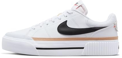 Nike Damen Court Legacy Lift Sneaker, White Black Hemp Team Orange, 44 EU