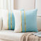 ZLINA 2 Stück Samt Dekorative Kissenbezüge Aqua Grün Weiß Patchwork mit Gold Leder Kissenbezüge 61 × 61 cm Kissenbezüge Dekor Wohnzimmer Sofa Schlafzimmer Auto