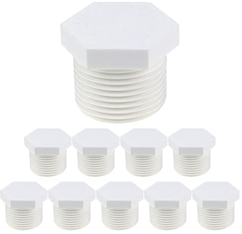Coshar RV Hot Water Heater Drain Plug 10Pcs 3/4 Inch NPT Male Thread Plugs Drain Plug White Plastic Drain Plugs PVC Pipe Fittings End Caps Coupling Adapter (White)