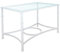 El Herrero Mesa de Forja para Salon, Comedor, Cocina, Mesa de Centro, Jardin | 120x70 Regulable a Doble Altura. Ideal para Ropa Camilla (White, con Aro + Cristal 6mm)