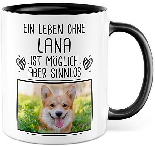 Taza personalizada para mascotas con imagen y nombre personalizado taza de café perro gato regalo personalizable titular de mascotas taza de café animal amigo mascota idea regalo (negro/blanco)