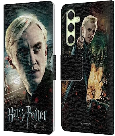 Head Case Designs Offizielle Harry Potter Draco Malfoy Deathly Hallows VIII Leder-Wallet-Hülle Kompatibel mit Samsung Galaxy A54 5G