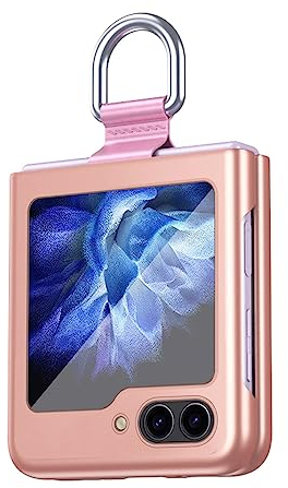 BORYA Case for Samsung Galaxy Z Flip5 (Flip 5) 5G, Ultra Thin Premium Silicone PC Shockproof Cover, Silky Matte Skin Feeling Elegant Anti-Scratch Folding Case With 360° Ring, Gold