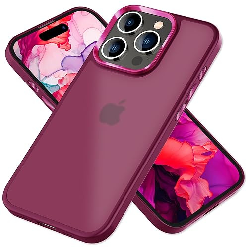 NALIA Matte Handyhülle für iPhone 15 Pro Max - Stoßfester Silikon-Rahmen & Semi-Transparent - FUZION (Anti-Fingerprint Case) - Marke aus Berlin, Farbe:Rot