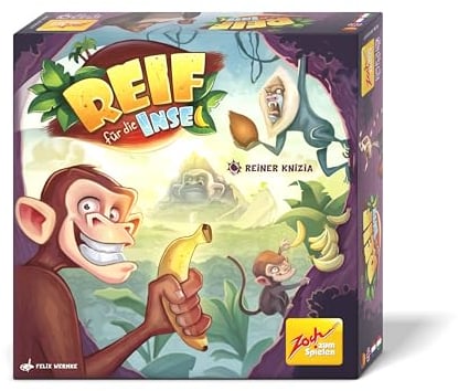 Zoch 601105177 - Reif für die Insel (Kartenspiel) - lustiges Familienspiel mit Affen und Bananen für Kinder ab 8 Jahre, 3-6 Spieler, ca. 45 Min. Spieldauer