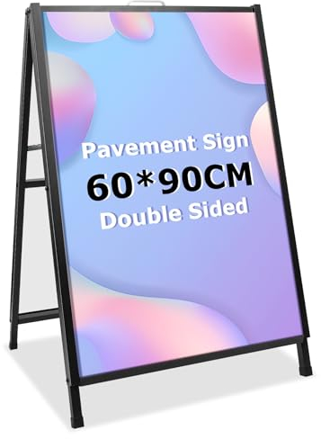 STANDNEE Pavement Sign, A Frame Sign Board Outdoors, Double Sided A-Board for Advertising, A Boards Pavement Signs, 60 * 90CM, Black