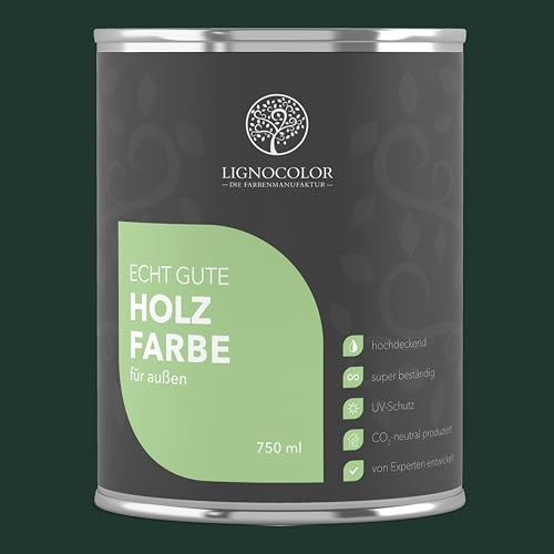 Lignocolor Holzfarbe Außen matt | wetterfeste Farbe für den Außenbereich (Moosgrün matt, 2,5L) | hochdeckend & hochbeständig