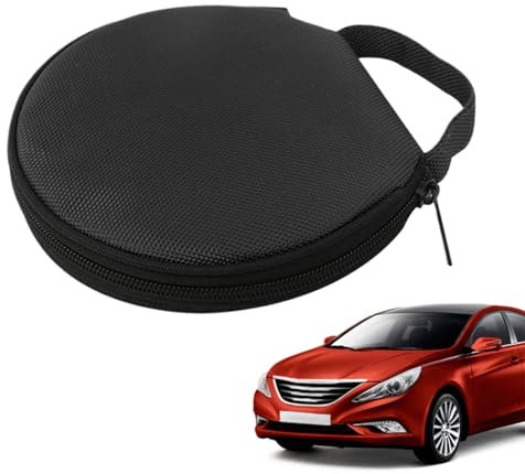 Lnhgh Funda de DVD para coche, organizador de DVD con 20 capacidades, portátil, redonda, funda rígida resistente, bolsa de almacenamiento, placa de almacenamiento para