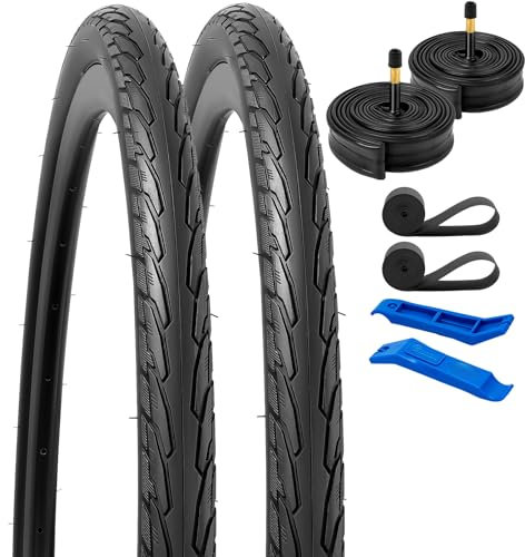 YunSCM 2-Pack Faltbarer 28 Zoll Reifen 700x38C 28x1.50 ETRTO 40-622 und 700C Schlauch AV48mm Schrader Valve kompatibel 38-622 700x38C 700x40C Fahrradreifen und Schlauche