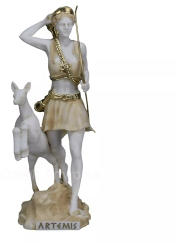 Artemis Diana Griechische römische Göttin der Jagd Statue Skulptur Patina 17 cm