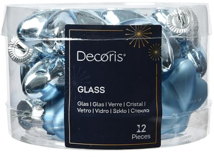 Christbaumschmuck Sterne Glas 4cm x 12 Stück - Glassterne Christbaumkugeln Weihnachtskugeln Weihnachten - Weihnachtsbaumschmuck Eisblau