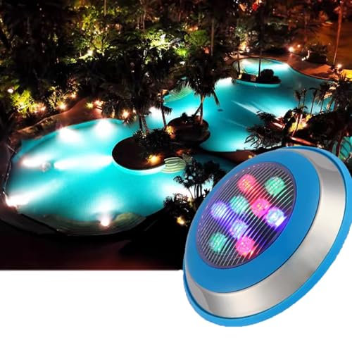 JOUFNING Spot Encastrable Exterieur, Lumière LED Submersible, Projecteur De Piscine LED sous-Marin RGB 12V, Lumières De Piscine Basse Tension Étanches IP68, pour Fontaine Éclairage sous-Marin(RGB,9W)