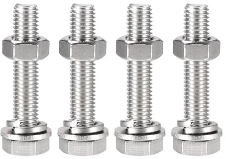 KUKUUU 4 x M10 Zylinderkopfschrauben, 304 Edelstahl, Flachkopfschrauben-Set (M10 x 30 mm)