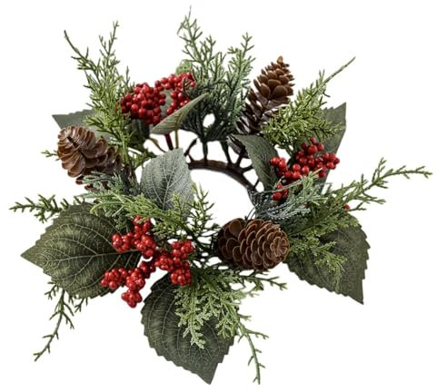 Corona De Anillos De Velas Decorativas – Guirnalda De Candelabros De Vacaciones, Adorno De Vela Festiva | Decoración Del Centro De Mesa De Navidad, Corona De Candelabro De Chimenea, Anillo De Vela