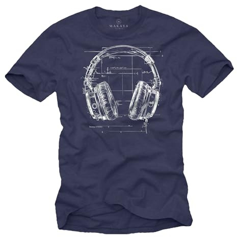 MAKAYA Hip Hop T-Shirt Herren Kopfhörer Motiv Musik Print Vintage Design