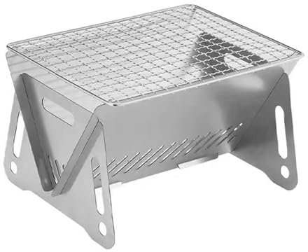 wisoolkic Hoch hitzebeständiger Barbecue Grill zum Kochen im Freien, Holzöfen aus Edelstahl, Brennholzofen, Grillstellen