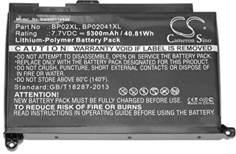 vhbw Batterie Remplacement pour HP HSTNN-LB7H, TPN-Q172, HSTNN-UB7B, BP02041XL, BP02XL pour Ordinateur Portable (5300mAh, 7,7V, Li-polymère)