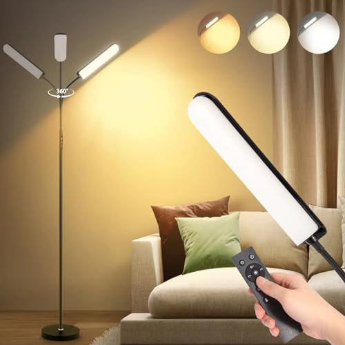 Paktonvo Floor lamp,17w Floor Lamps for Living Room,1700LM Super Bright Standing Lamp with Timer,Stepless Adjustable 2700-6500K and Dimmer,Remote and Touch Control Gooseneck Floor Lamp for Bedroom