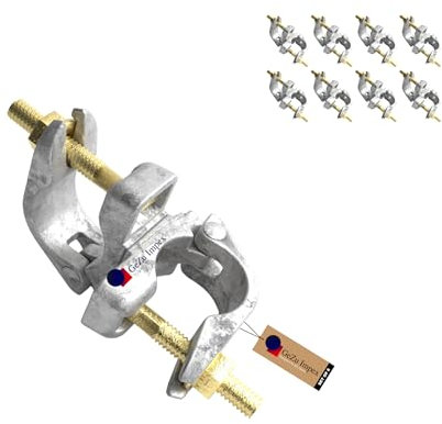 GEZU IMPEX Giunto Girevole 48 x 48 mm Set di 8 Morsetti Zincati a Caldo per Impalcature Raccordo per Tubi di Ponteggio in Acciaio Rotary Coupling