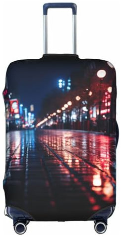 WenDang Elastischer Koffer-Schutzbezug mit Tokyo City Print, verbesserter Schutz, passend für Uni-Reisende, weiß, L