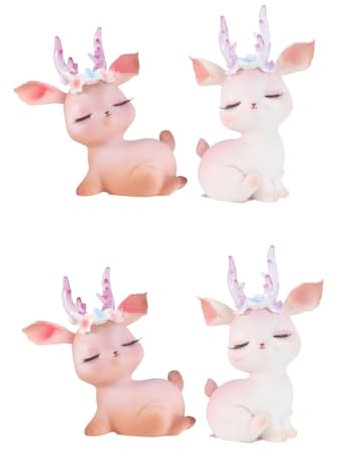 Warmhm 4pièces Décorations De Gâteau Forme De Cerf Ornements Adorables Pour Anniversaire Rose Et Marron