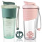 OUOUMUF 2 Stück Protein Shaker mit TRITAN Rührball eiweiss shaker shaker für proteinshakes- für super cremige Fitness Eiweiß Shakes,shaker proteinshaker 700ml (Rosa und Türkis)