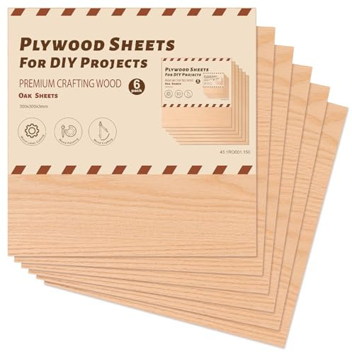 ROWOOD Rotes Eichenfurnier Sperrholzplatten 6PCS 300x300x3mm Lasergravur Materialien Sperrholzplatte für den Modellbau DIY Holzhandwerk Ideal für Laserschneiden Holz Brennen