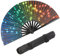 GORGECRAFT Folding Hand Rave Fan Large Plastic Bamboo Foldable Handheld Fans Festival Glitter Holding Fan for Men Women Carnival Club Party Music Dancing Summer Rave Outfits Accessories