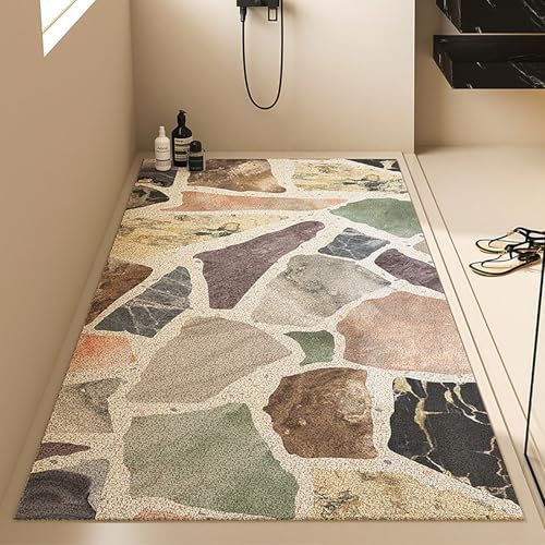 Pevfeciy Tappetini doccia antiscivolo 50x100 cm Tappeto doccia antiscivolo Modello di pietra Tappetino doccia antiscivolo per bagni moderni,PVC,Alta permeabilità all'acqu