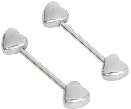 IMINI Minimalist 14G Heart Nipple Rings - Hypoallergenic Stainless Steel Nipplerings Straight Tongue Ring Body Barbell Piercing Jewellery Gift for Women BFF