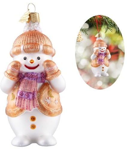 Schneemann-Weihnachtsbaumschmuck,Handgeblasenes Glas-Weihnachtsdekorationen | Orange Schneemann Ornament zum Aufhängen,Weihnachtsschmuck für Feiertagsparty Heim Geschenk