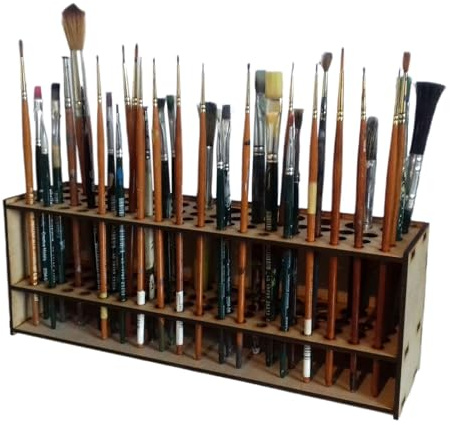 Generico Porta Pennelli Con 67 Fori - 25x10x7cm Supporto Pennelli Da Modellismo | Supporto Per Pennelli Pittura | Organizer Da Scrivania Per Pennelli Per Schizzi Pennelli Da Trucco