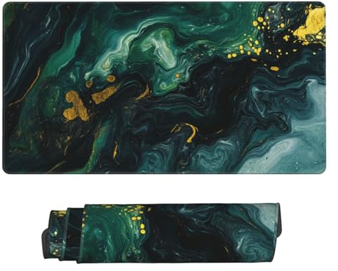 Grand Tapis de Souris Gamer XXL 1000x400 mm, Art Vert Mouse Pad Gaming, avec Coutures sur Les Bords et Base en Caoutchouc Antidérapant Mousepad, pour la Maison, Le Bureau, la Salle de Jeux P8865