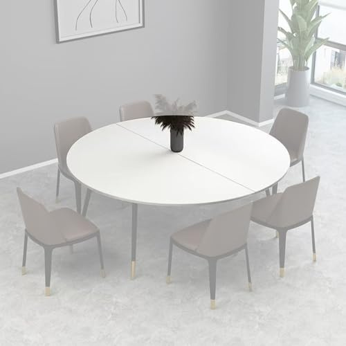 DYUNCZ Klappbare Runde Tischplatte, Zweifach Klappbare Tischplatte, Platzsparende Runde Holztischplatte, Klappbarer Esstisch, Ohne Tischbeine(White,120cm/47)