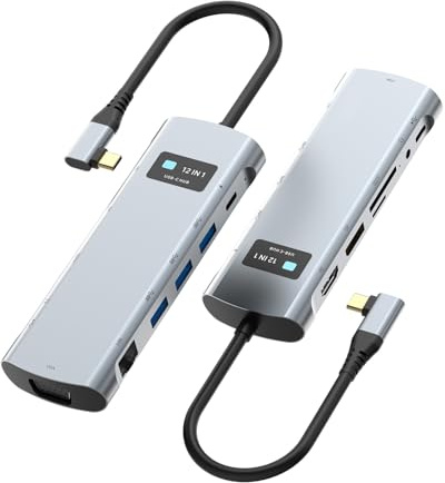 Jectse 12 in 1 USB C -Hub, Triple Display mit 4K VGA HD, Aluminium -Shell -Typ -C -Dockingstationsadapter für die MST -Funktionsunterstützung