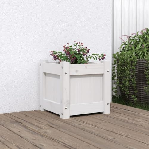 Générique Jardinière Blanc 31x31x31 cm Bois de pin Massif,Jardinage,Pots & Cache-Pots,837396
