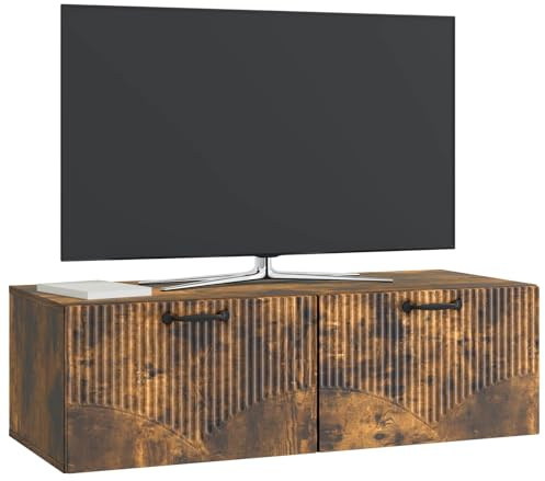 vidaXL Wandmontierter TV-Schrank Geräucherte Eiche 98 x 41 x 30 cm, Moderner Wohnbereich, Rechteckiger Wandschrank, Viel Stauraum, Schlichtes Design für die Haushaltsorganisation