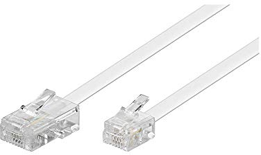 Goobay 93060 Telefonkabel RJ4-Stecker auf RJ11/RJ14-Stecker, Flachkabel, Netzwerk, Telefon, Modem, Router, Internet, ISDN, DSL, VDSL, 15 Meter