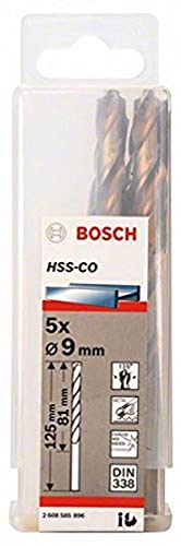 Bosch 5x PRO Stainless Steel HSS-Co Spiralbohrer (für Stahl, Edelstahl, Ø 9,00 mm, Professional Zubehör Bohrmaschine/Schrauber)